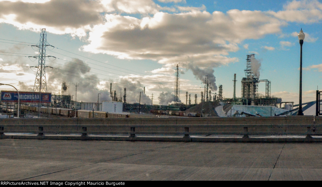 Autoracks in the yards near Marathon Petroleum